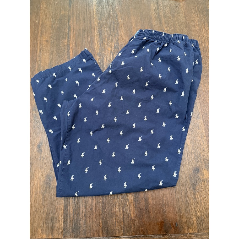 Polo Ralph Lauren Mens XL Navy Blue Cotton Pony Pajama Sleep Pants Loungewear